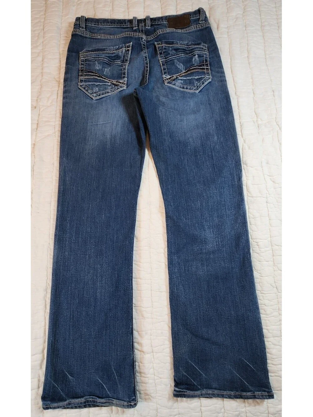 BKE Tyler Straight Men's Jeans 33L Blue Denim NO Fraying On Cuffs